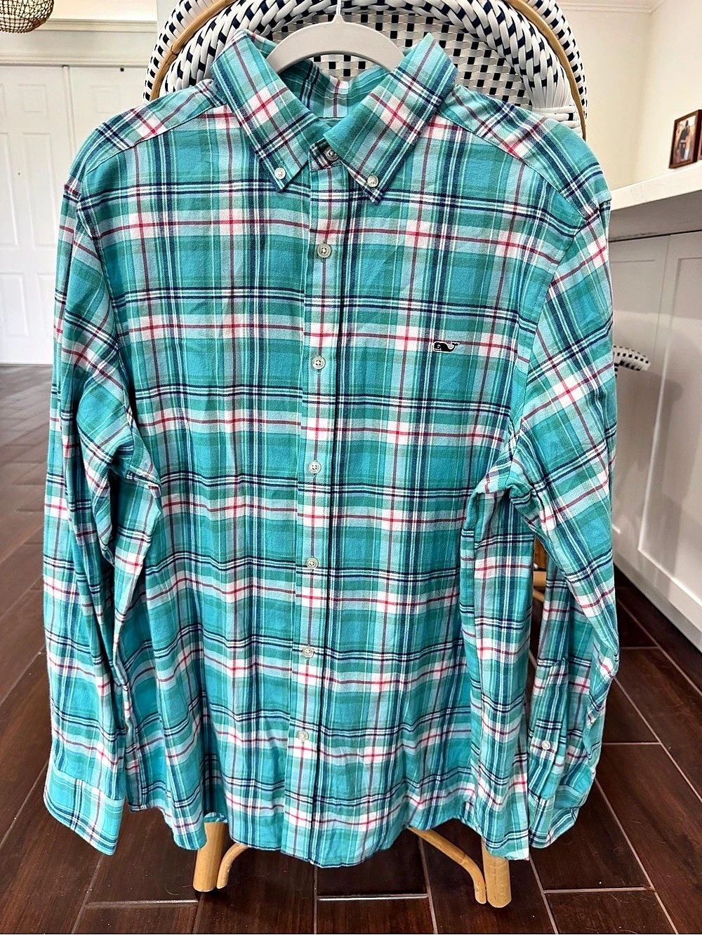 Vineyard Vines Men's Large Classic Fit Whale Shirt Plaid Long Sleeve 100% Cotton